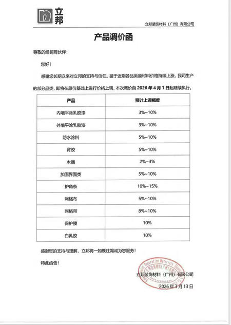突发！中东一乱，涂料涨价潮来了，立邦、巴德士等企业紧急调价