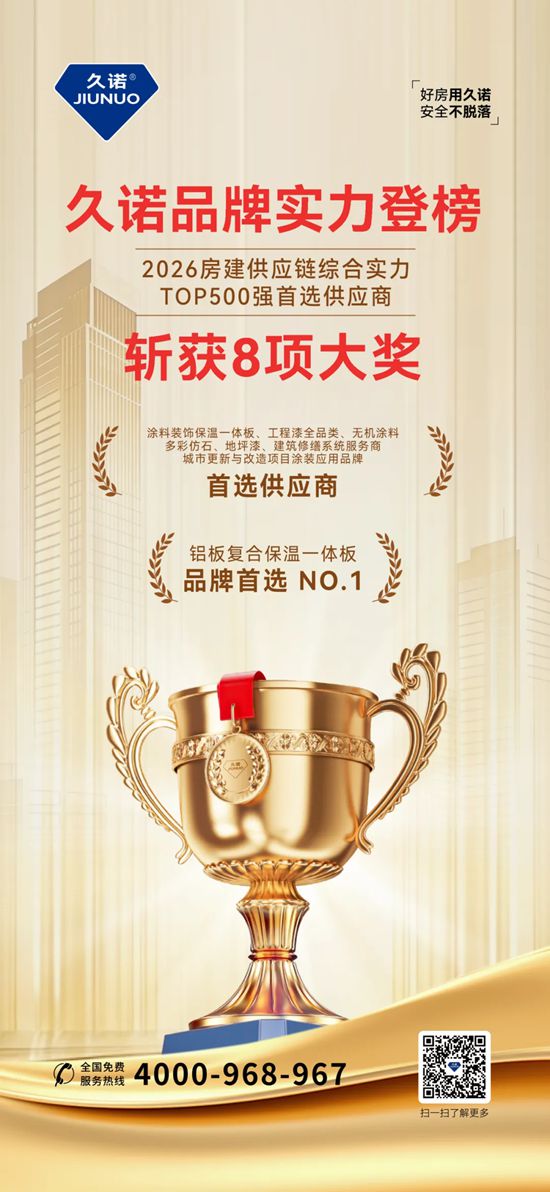 以“超耐久”筑牢“好房子”根基 | 久诺荣膺2026房建供应链TOP500首选供应商，斩获8项殊荣！