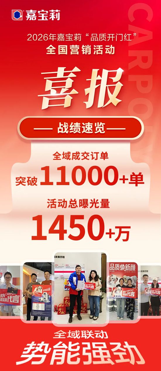 战报出炉！嘉宝莉全国营销活动再创佳绩！
