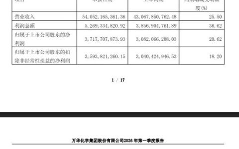 每天进账6亿元！万华化学一季度现金流暴增1079%