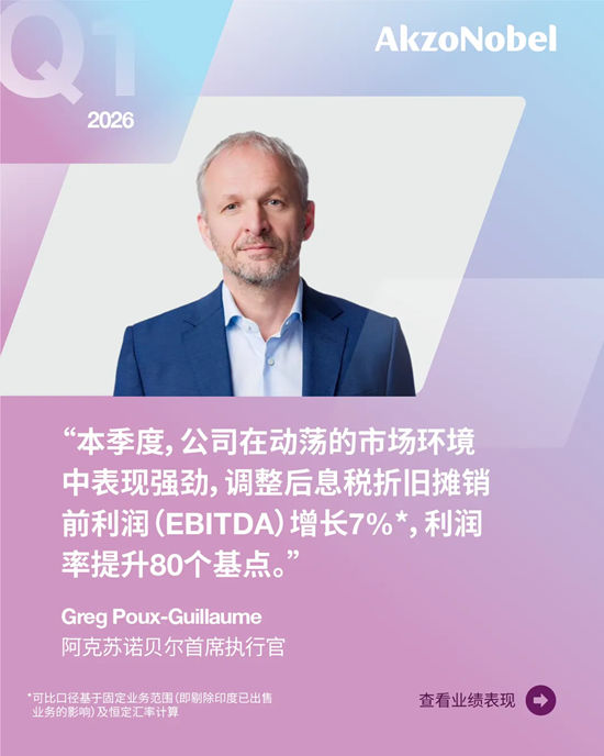 阿克苏诺贝尔 | Q1业绩表现超市场预期,利润率提升80个基点