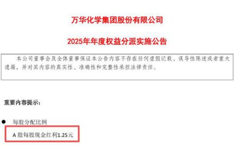 万华520豪发39亿现金红包！这才是企业给股东最好的情话