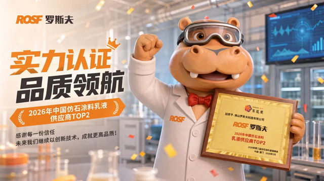 荣膺2026仿石涂料乳液 TOP2！罗斯夫科技领跑乳液赛道，绿绘产业未来