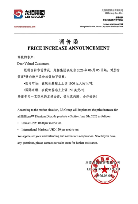 今夜无眠！钛白粉第五轮涨价来袭，每吨再涨1000元！涂料厂钱包扛得住吗？