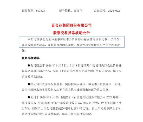创历史新高!百合花股价四天三涨停