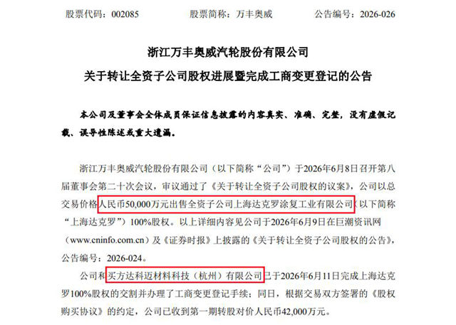5亿收购!涂覆赛道“隐形冠军”上海达克罗易主
