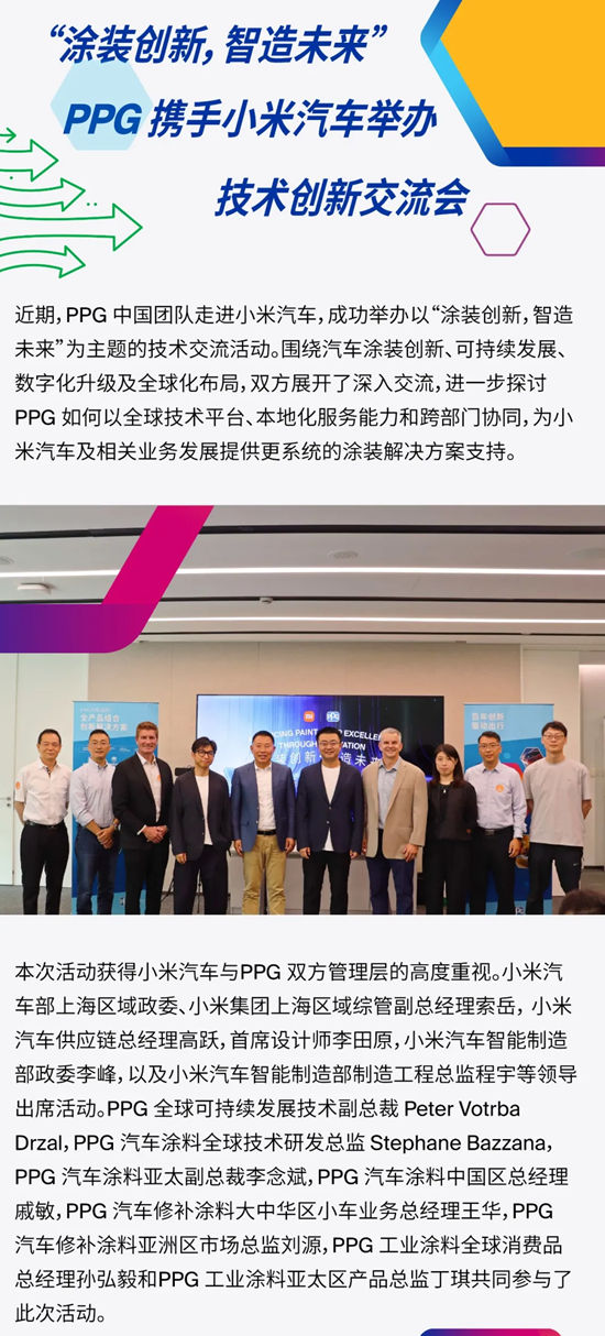 “涂装创新,智造未来”--PPG携手小米汽车举办技术创新交流会