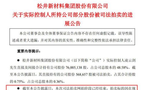 57万股股票无人问津！松井股份虚惊一场，实控人旧案暂歇