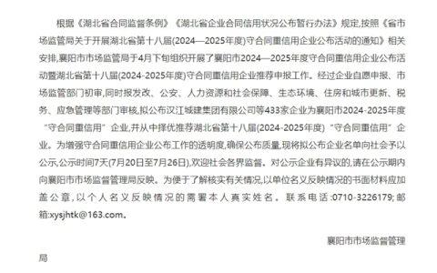 九阳防水荣膺襄阳市2024—2025年度“守合同重信用企业”称号