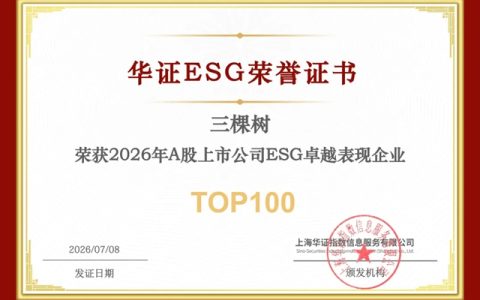 三棵树荣获2026华证指数ESG多项荣誉