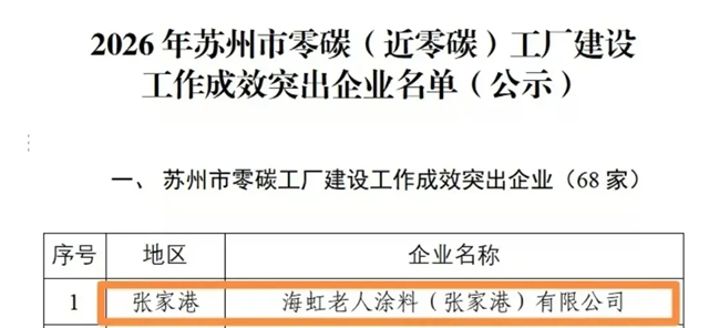 海虹老人张家港工厂入选苏州市零碳工厂建设工作成效突出企业
