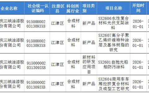 三峡油漆四项研发项目成功晋级市级新产品项目