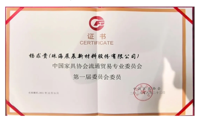 中国家具协会流通贸易专委会成立，展辰新材代表出任首届委员