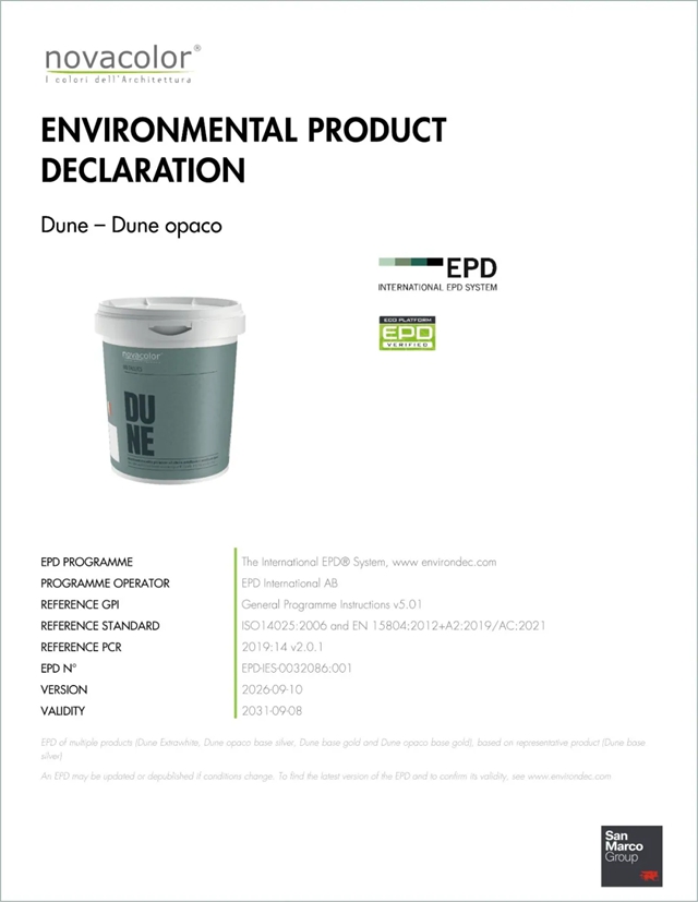从REDcert²到EPD!Novacolor 两款艺术涂料获 EPD International认证