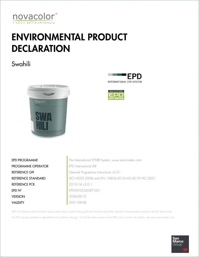 从REDcert²到EPD!Novacolor 两款艺术涂料获 EPD International认证