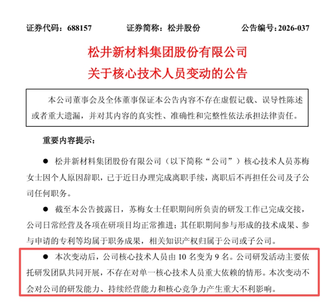 核心技术人员离职背后，松井股份的“专利矩阵”透露了什么？