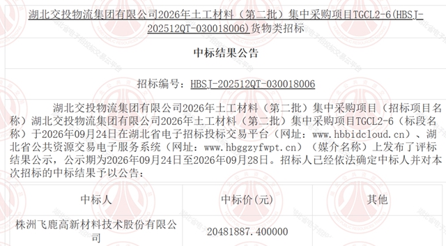 飞鹿股份一举拿下超4000万国企集采大单