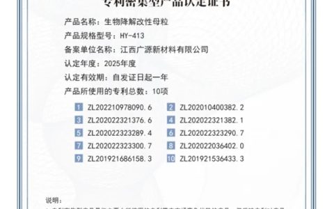 广源新材料“生物降解改性母粒”获国家专利密集型产品认定